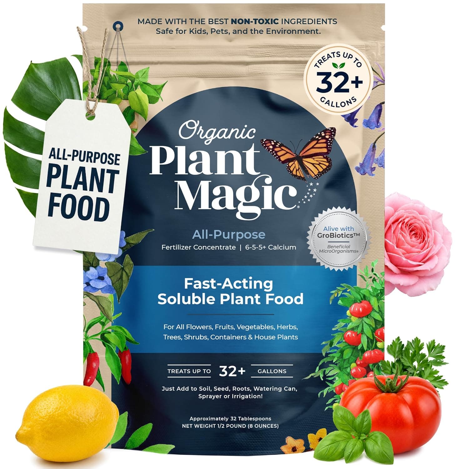 Organic Plant Magic Fertilizer & Plant Food 1/2 lb (Makes 32+ Gallons)