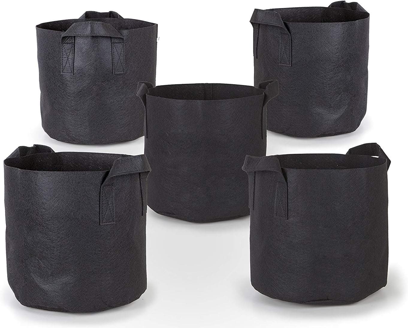 247Garden 5-Pack 10-Gallon Aeration Fabric Pot/Plant Grow Bag w/Handles (260 GSM, Black)