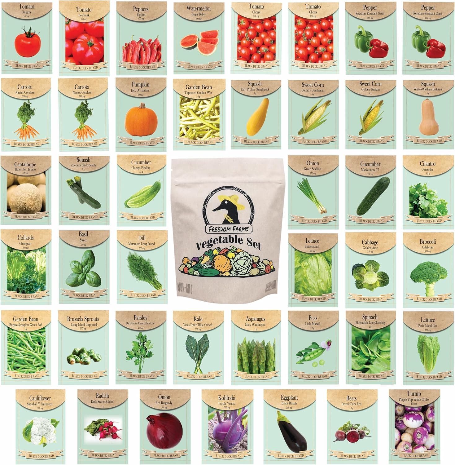 Set of 43 Assorted Vegetable & Herb Seed Packets Non-GMO