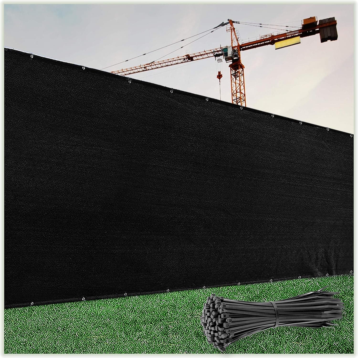 ColourTree 5' x 50' Black Fence Privacy Screen Windscreen Cover Fabric Mesh Cloth - Commercial Grade 170 GSM