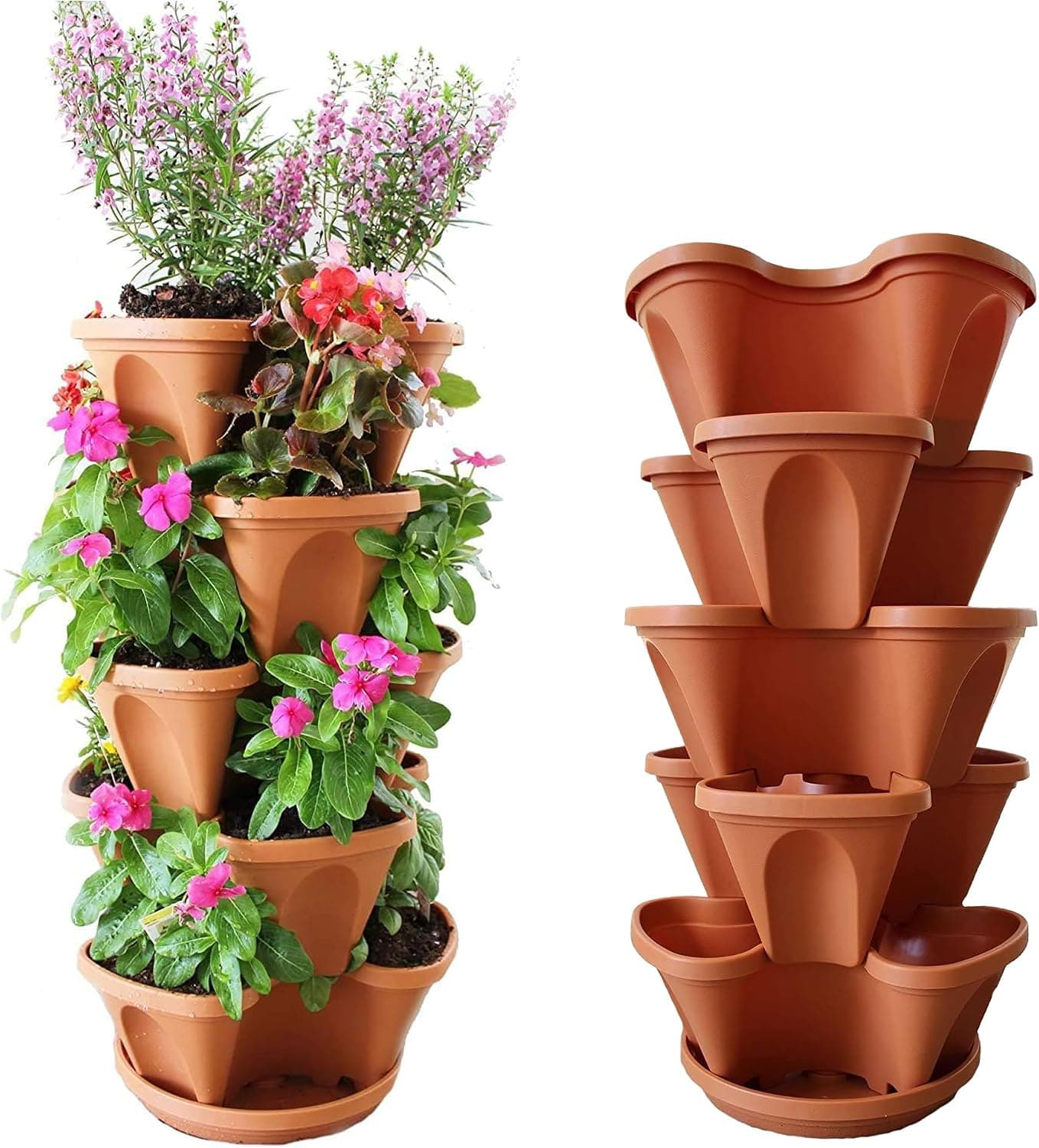 Nature's Distributing 5 Tier Stackable Vertical Garden Planter, Patented Self-Watering Strawberry Tower