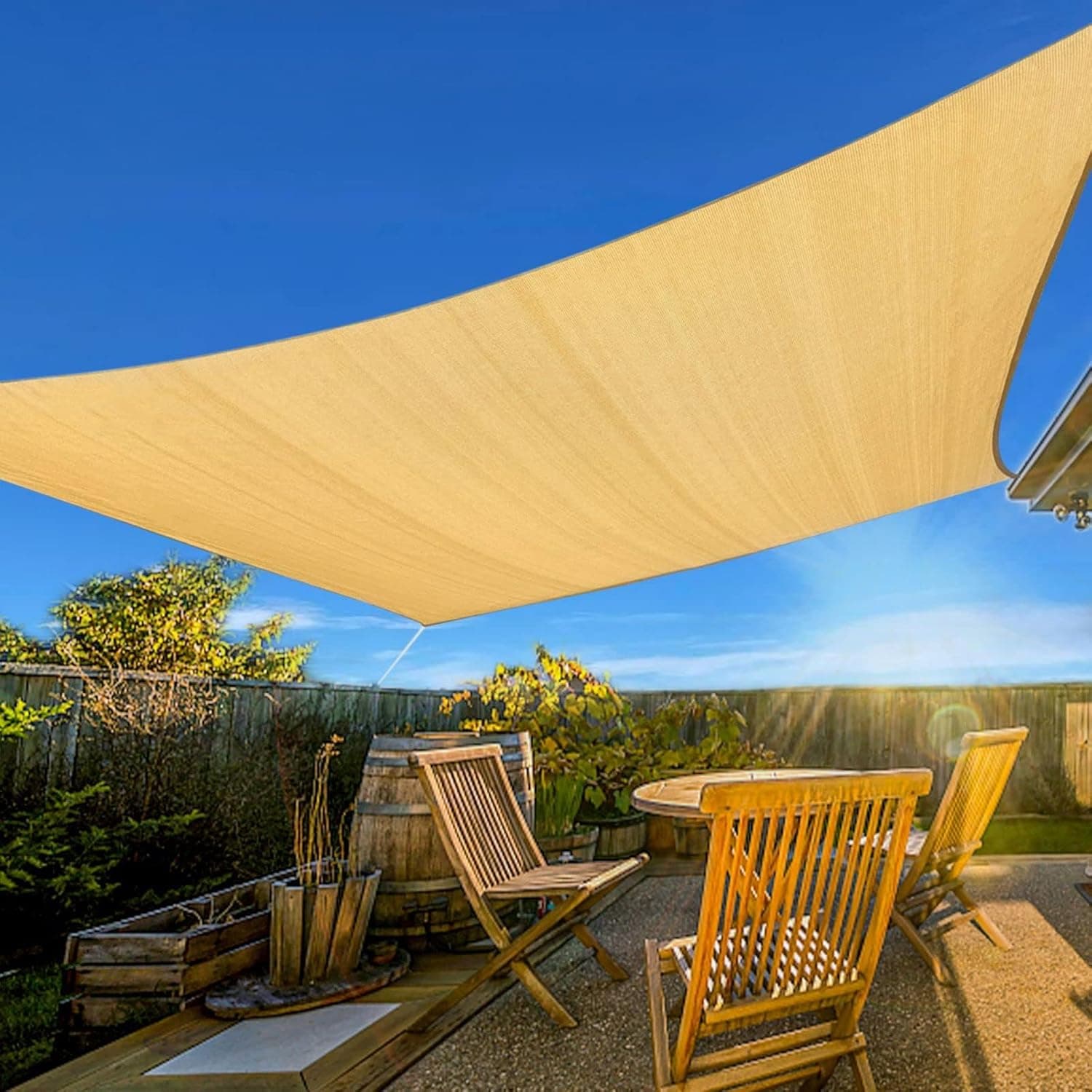 Artpuch Sun Shade Sail 10x13 Sand Rectangle Curved Edge 185GSM Permeable Shade Cloth