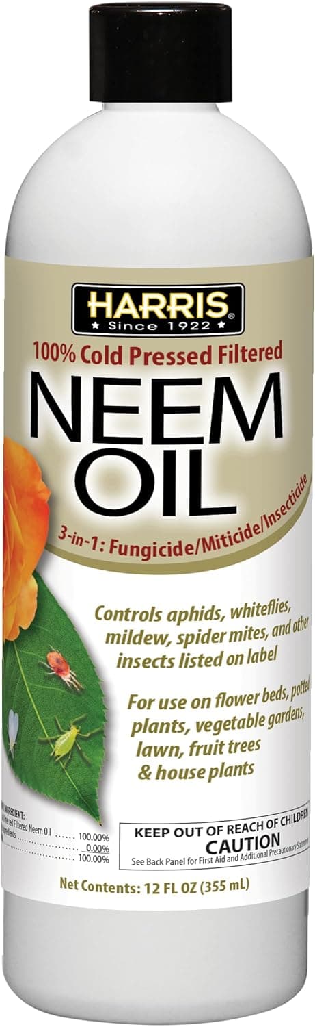 Harris Concentrated Neem Oil, 100% Cold Pressed Filtered Insecticide/Miticide/Fungicide, 12 oz Concentrate