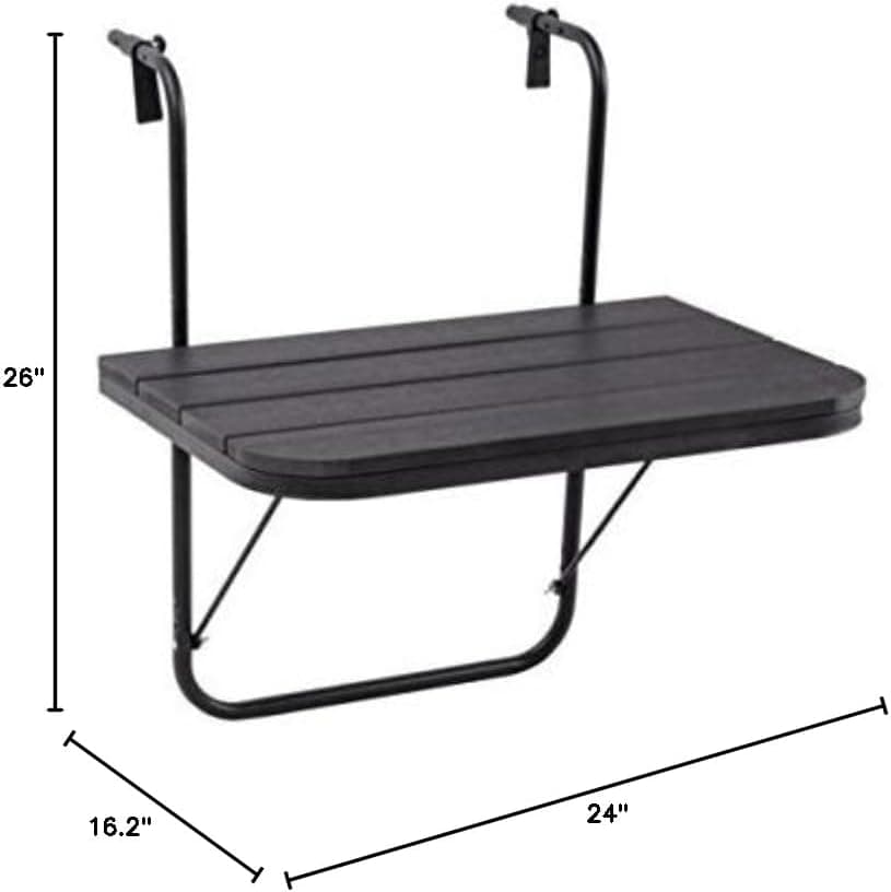 Adjustable Folding Deck Table Patio Balcony Serving Table Hanging Railing