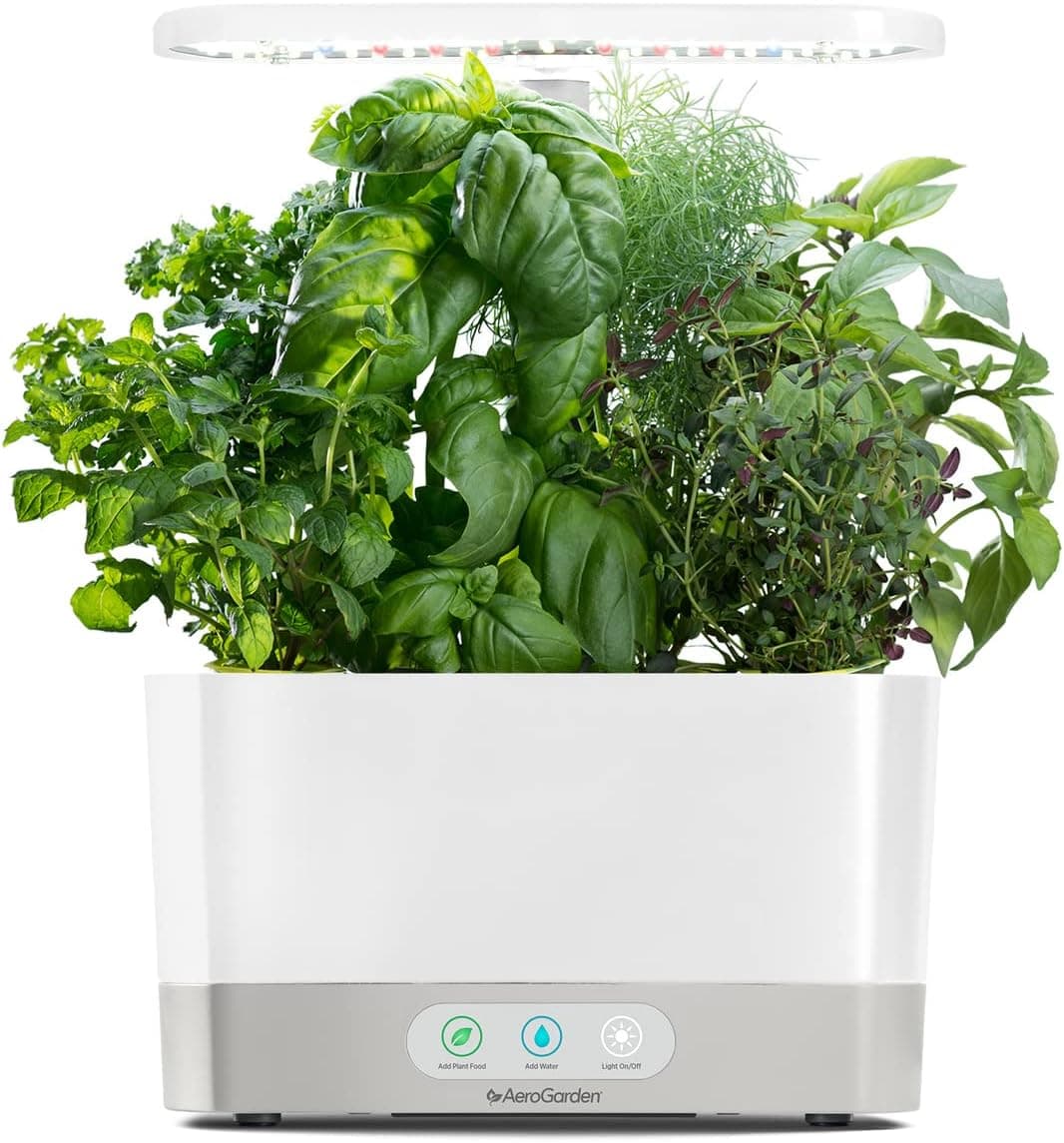 AeroGarden Harvest Indoor Garden Hydroponic System with LED Grow Light and Herb Kit, 6 Pods, White
