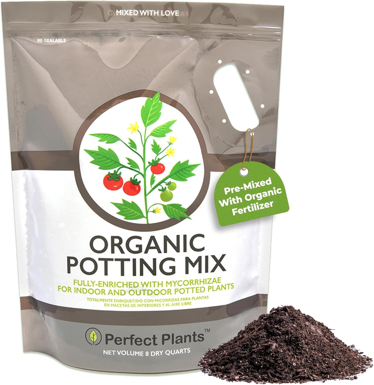 Perfect Plants Organic Potting Mix 8qt for Indoor and Outdoor Use