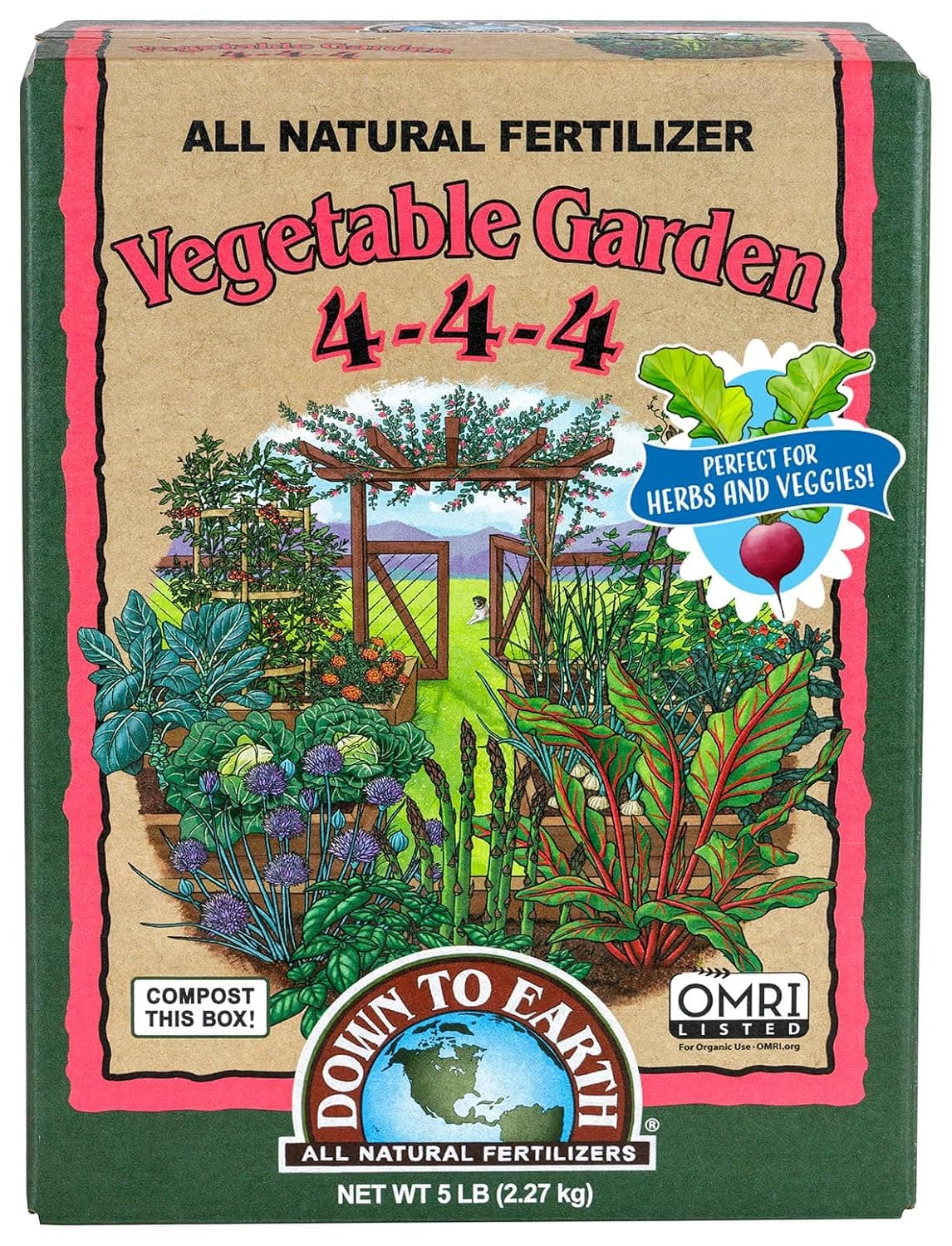 Down To Earth Organic Vegetable Garden Fertilizer 4-4-4, 5 lb
