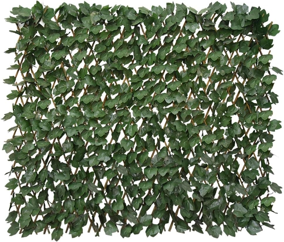 Expandable Fence Privacy Screen, Decorative Faux Ivy Hedge Panel, Single Sided