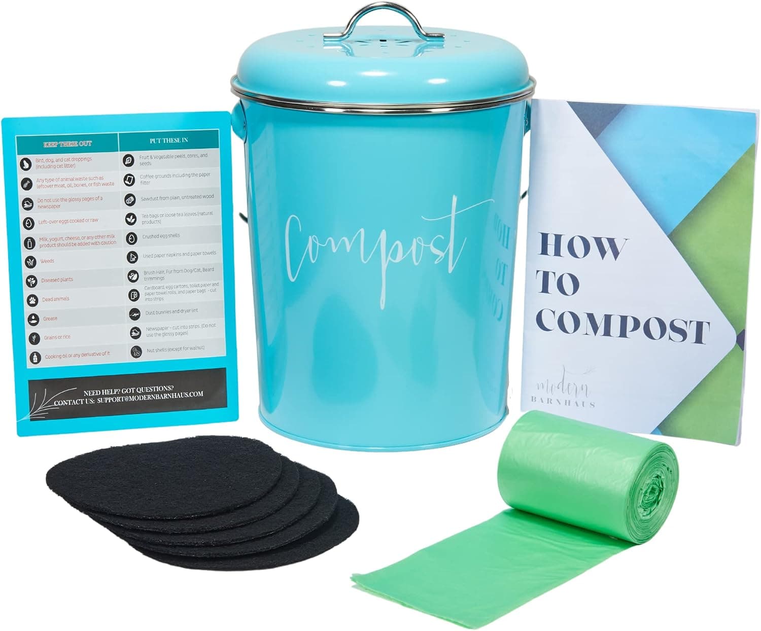 Teal Kitchen Compost Bin Countertop Food Composter Pail