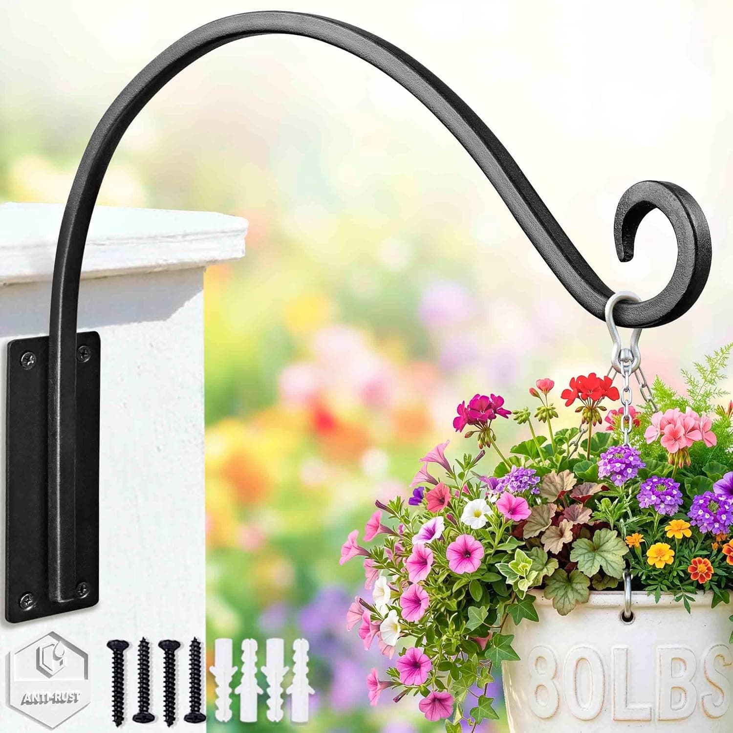 Qiang Ni Heavy-Duty Plant Hanger 16 Inch 40lb Metal Wall Mount Plant Bracket for Indoor Outdoor Hanging Baskets, Lanterns