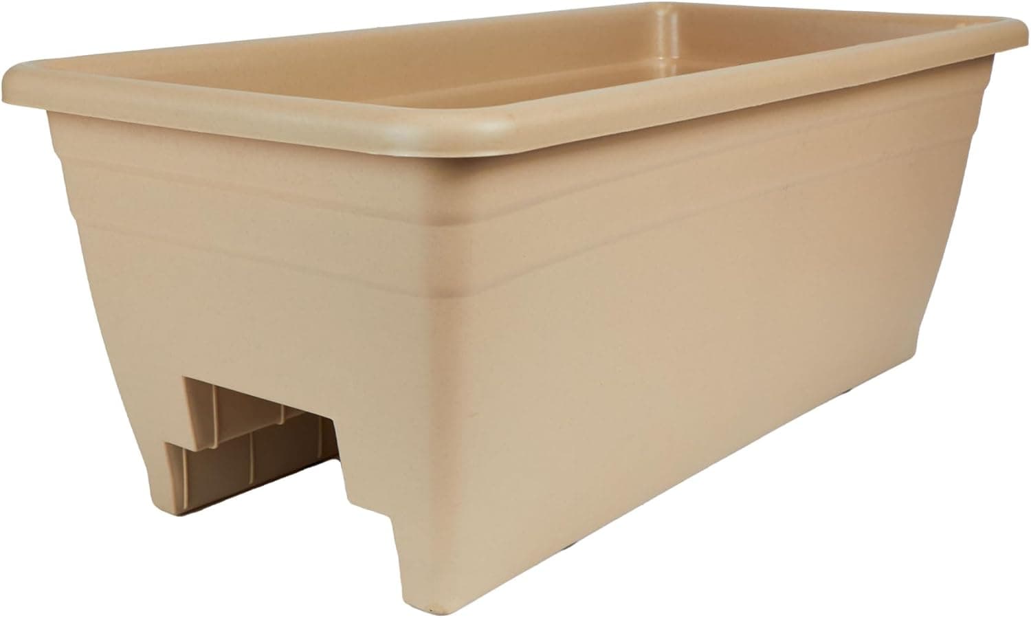 The HC Companies 24 Inch Deck Rail Planter Box with Drainage Plug, UV-Resistant Plastic, Sandstone