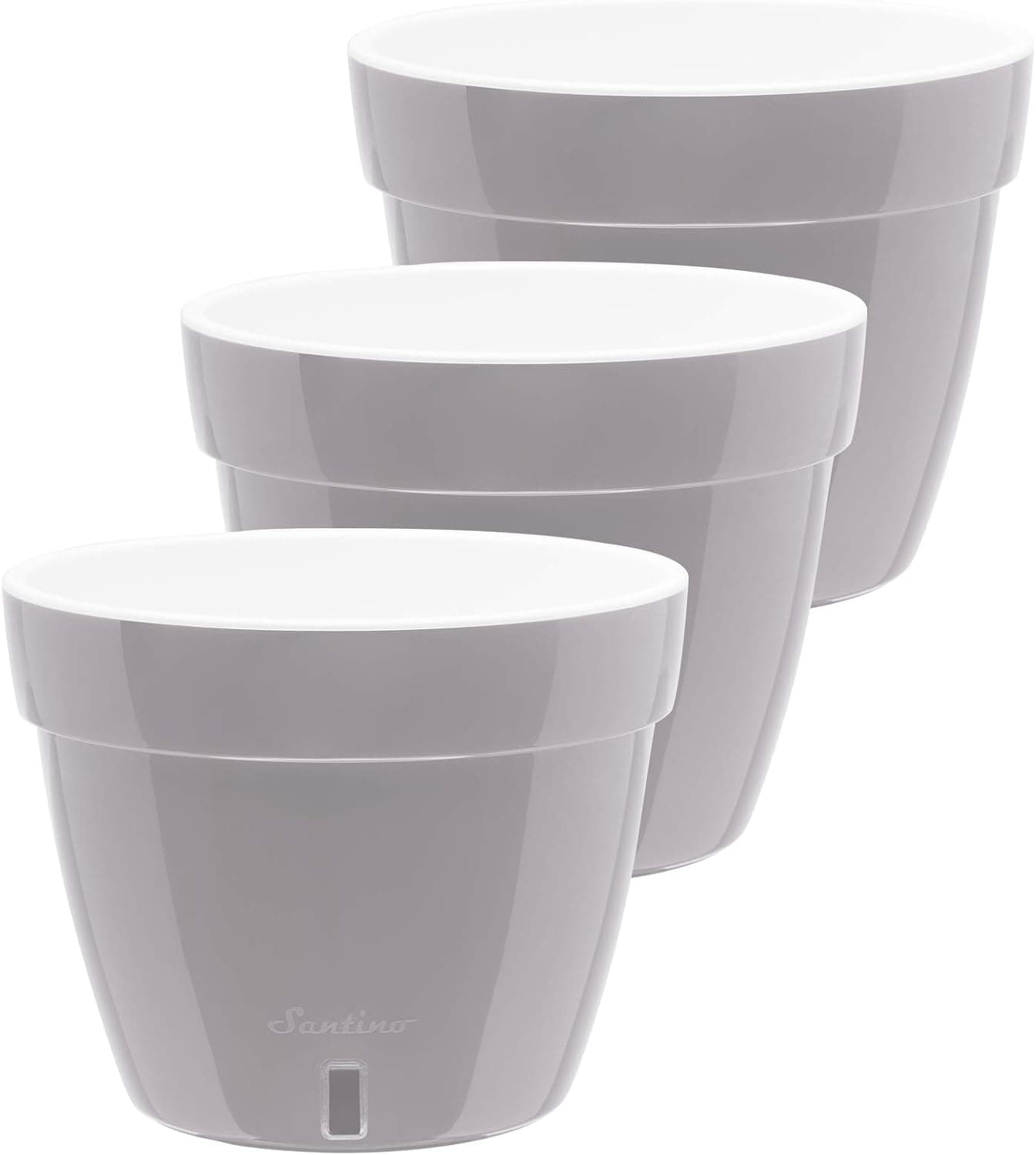 DECOPOTS 3 Pack Self Watering Planter, Modern Flower Pot with Water Level Indicator, 5.5" Tall (Gold-Black)