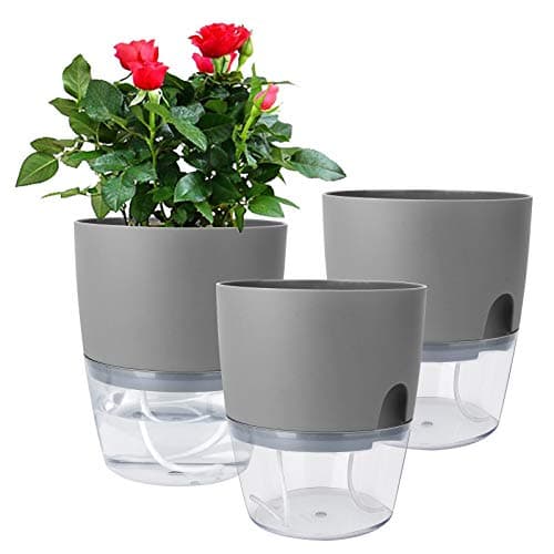 Vanavazon 6 Inch Self Watering Pots for Indoor Plants African Violet Pots | 3 Pack Self Watering Planters with Cotton Wick Rope,Houseplant Containers for Indoor Greenery & Succulents