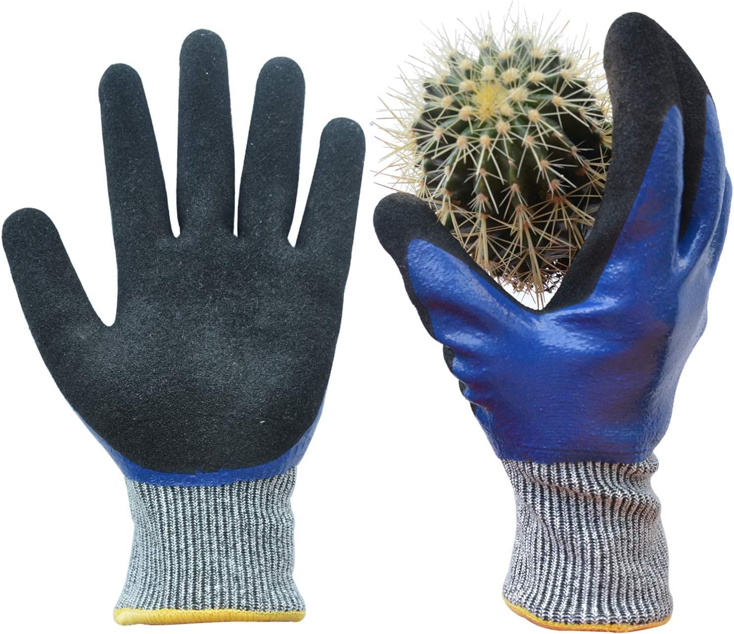 GLOSAV Durable Nitrile Garden Gloves for Men, Cut Resistant, Puncture Proof