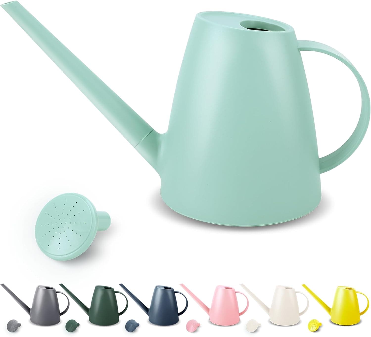 Qilebi 1.8L Watering Can for Indoor Plants Long Spout & Removable Nozzle