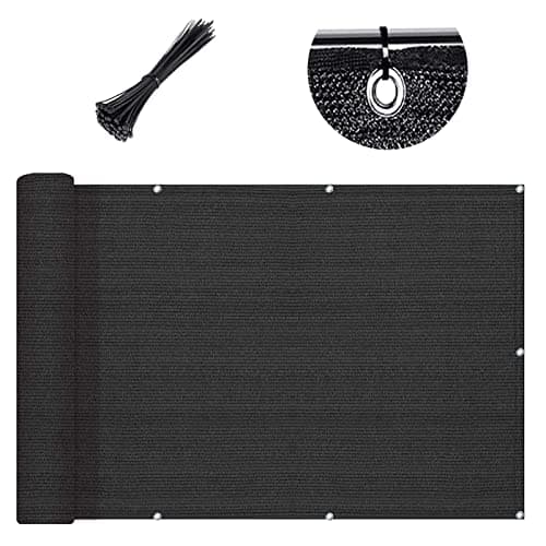 SUNLAX 3'x10' Black Balcony Privacy Screen Fence Windscreen 90% UV Block