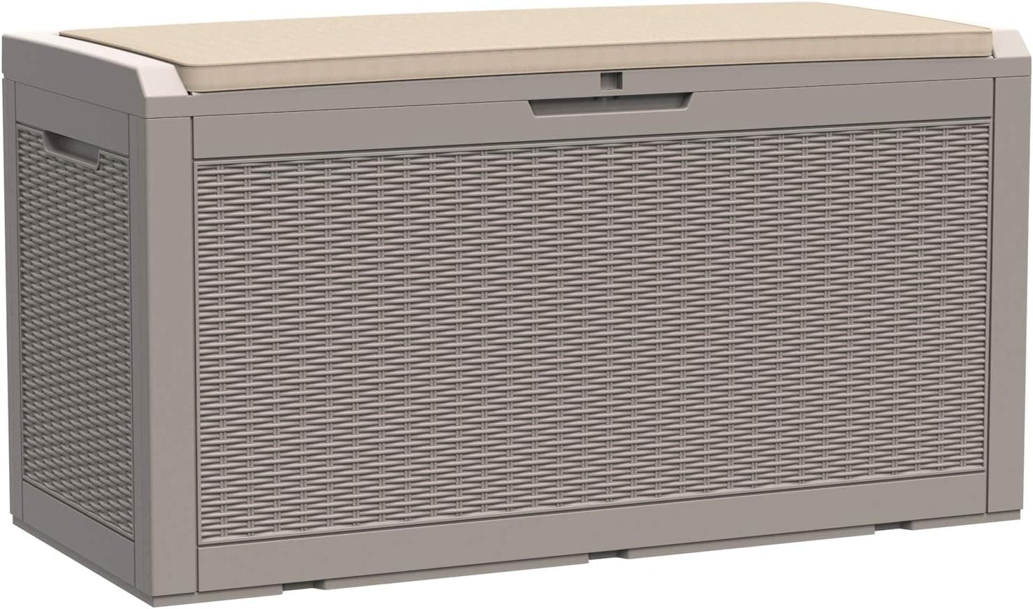 Modern-Depo 100 Gallon Deck Box Storage Bench w/ Cushion, Gray