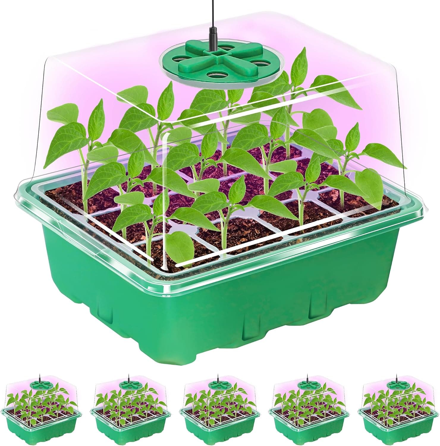 Bonviee 5-Pack Seed Starter Tray with Full-Spectrum LED Plant Light