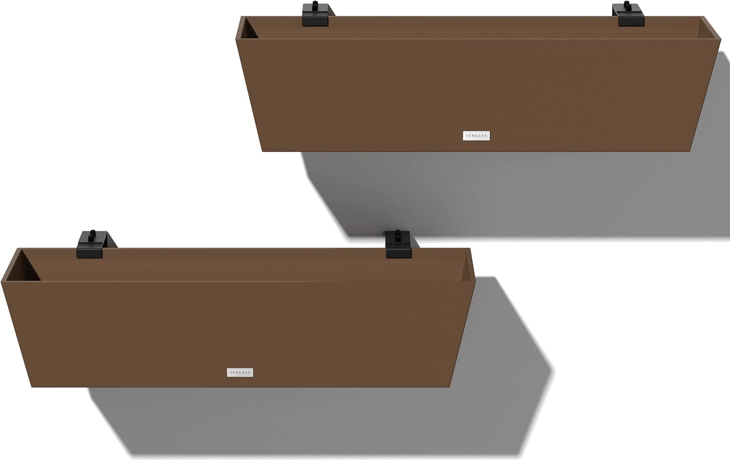 Veradek Pure Series Railing Planter, Plastic Hanging Planter with Adjustable Brackets
