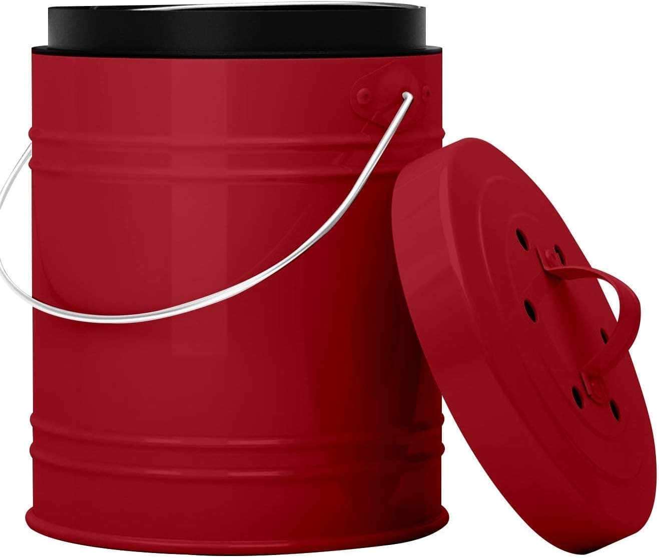 3 Liter Metal Countertop Compost Bin with Carbon Filters & Plastic Liner