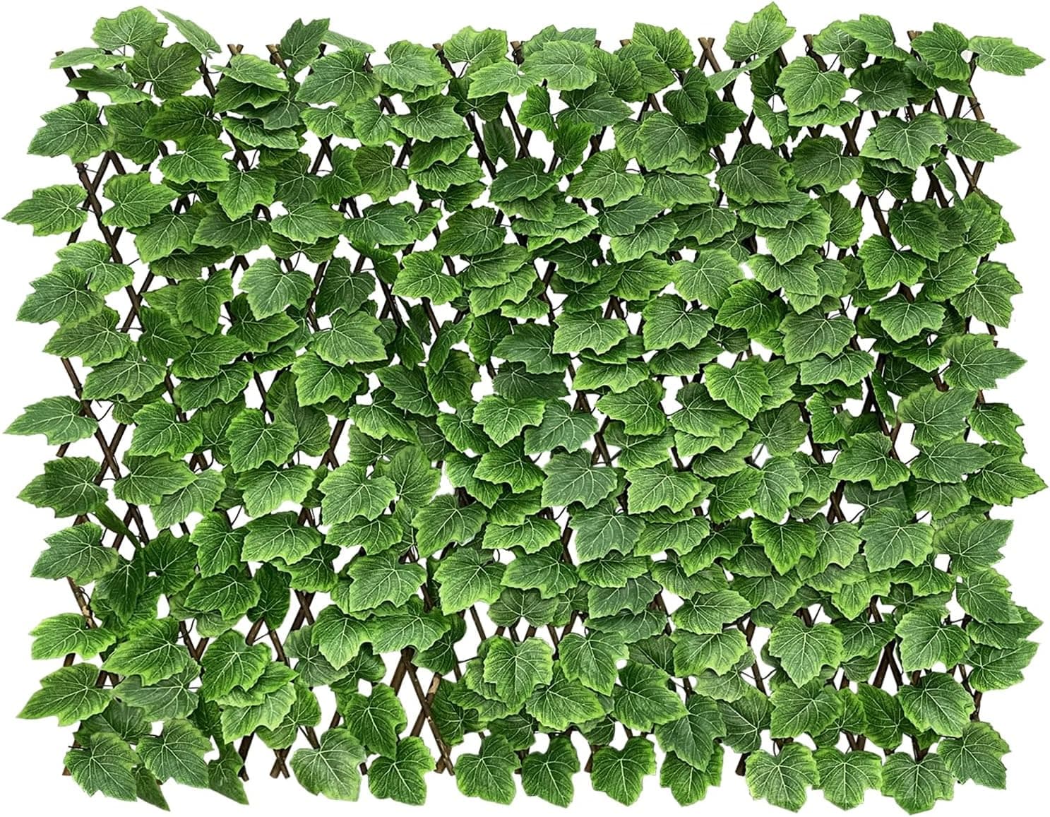 Expandable Faux Ivy Fence Privacy Screen, Stretchable Artificial Hedge, Grape