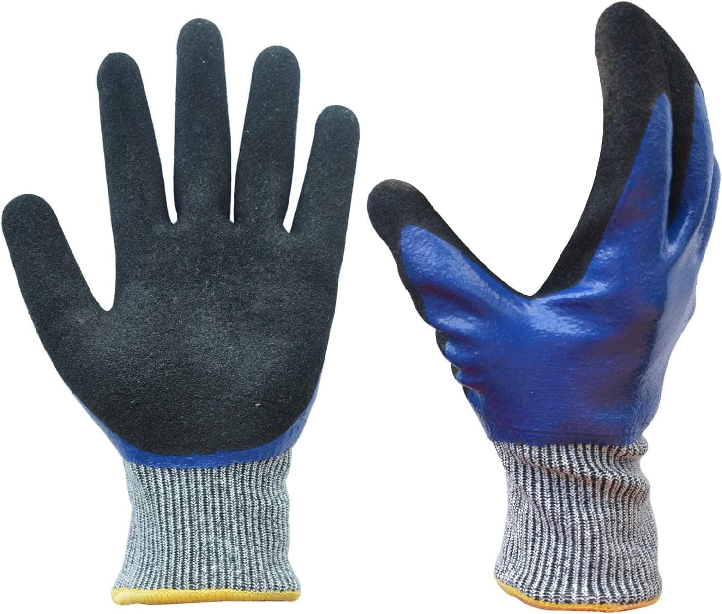 GLOSAV Durable Gardening Gloves, Heavy Duty Nitrile, Double Coated (2 Pairs)