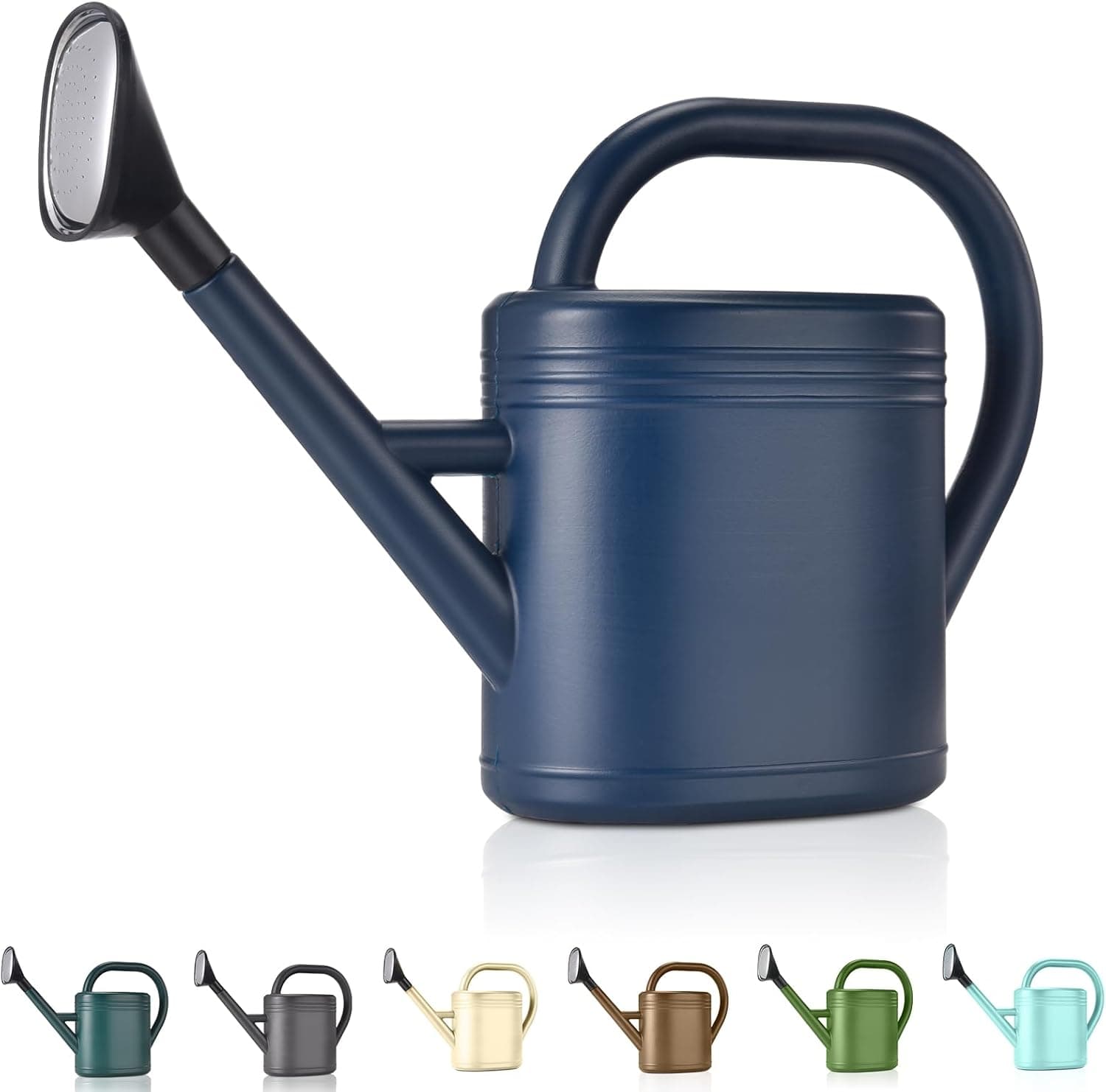 NERUB Watering Can 1 Gallon Long Spout with Sprinkler Head Blue