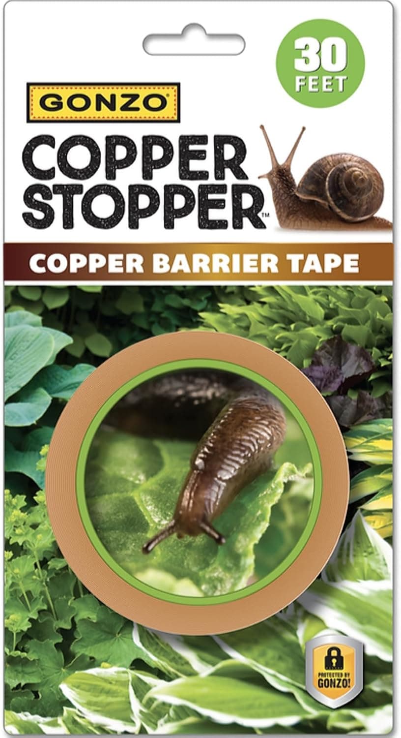 GONZO Copper Stopper Slug and Snail Barrier Tape 30 Feet Non-Toxic Pet Safe