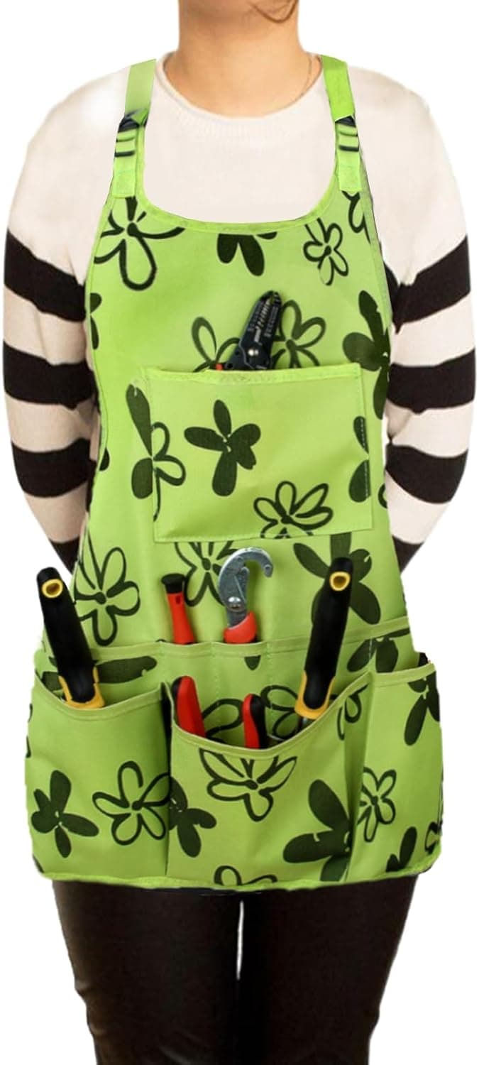 PATILWON Gardening Apron with Large Pockets, 14 Pockets Waterproof Tool Apron, Heavy Duty, Size M to XL