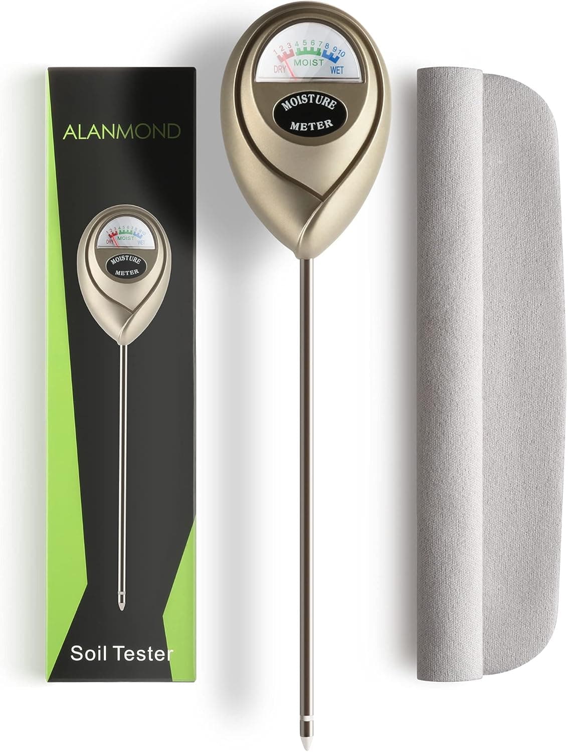 ALANMOND Soil Moisture Meter, Advanced Hydrometer (Golden)