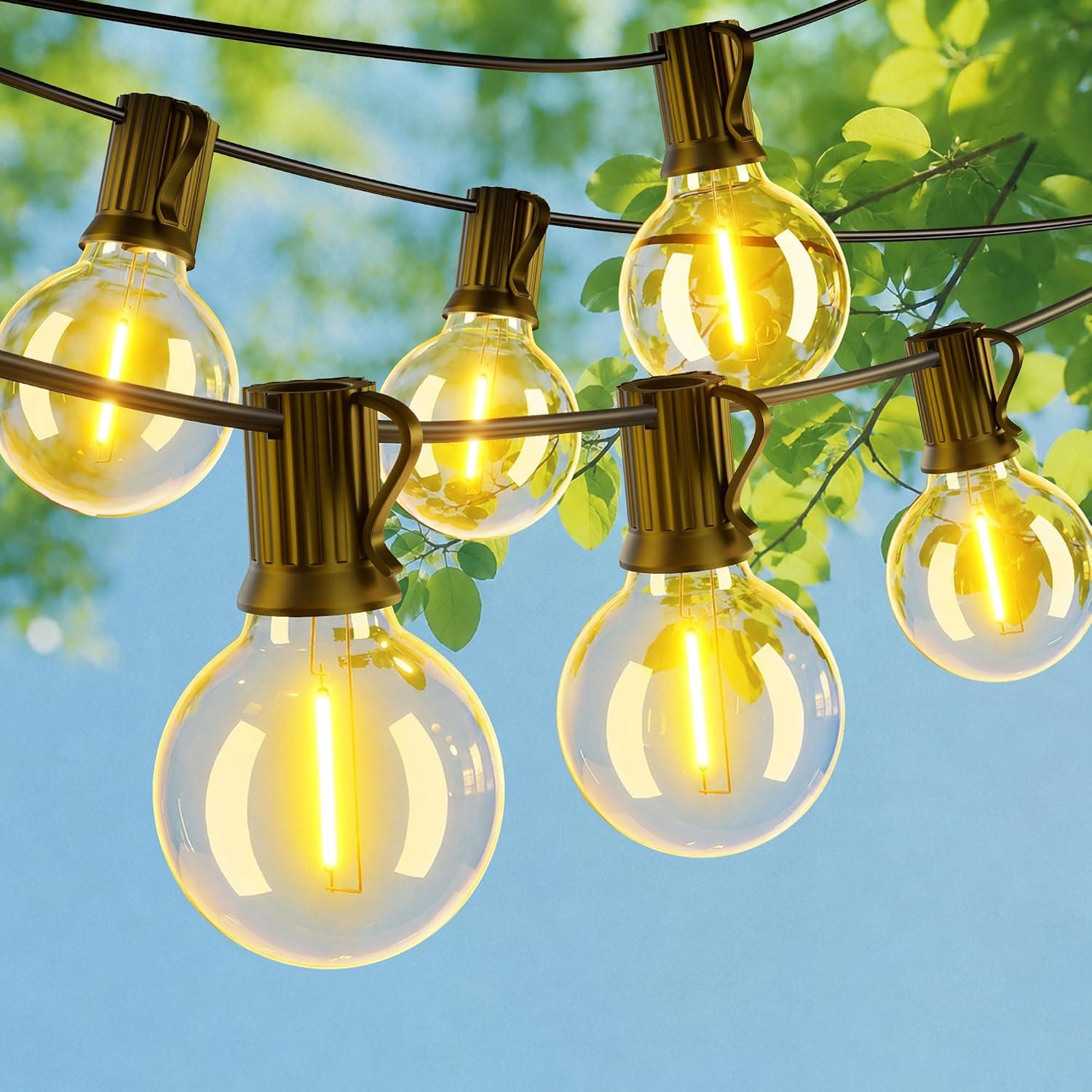 OHLUX 55FT Outdoor String Lights, 26 Dimmable G40 Bulbs, 2200K Waterproof