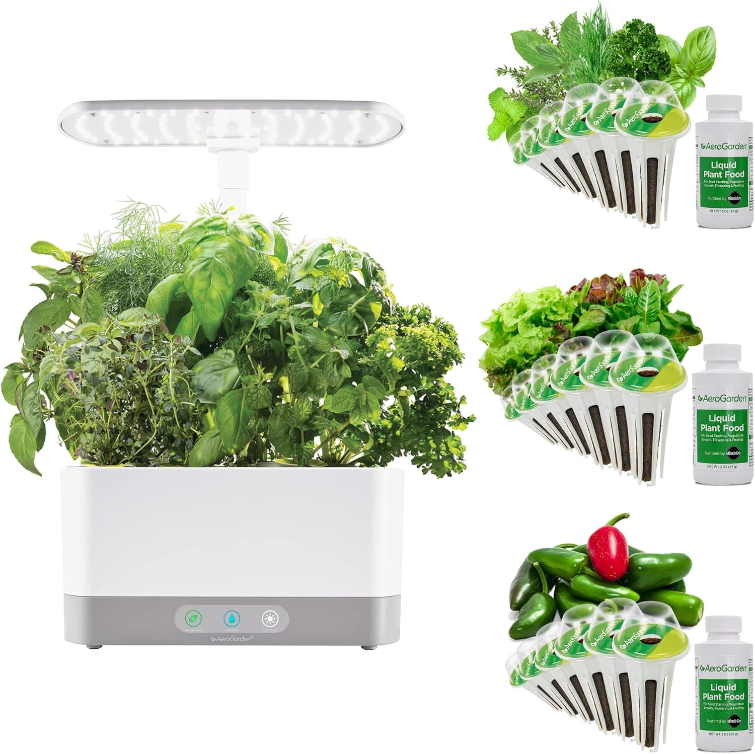 AeroGarden Harvest XL Indoor Garden Hydroponic System with LED Grow Light and Herb Kit, White