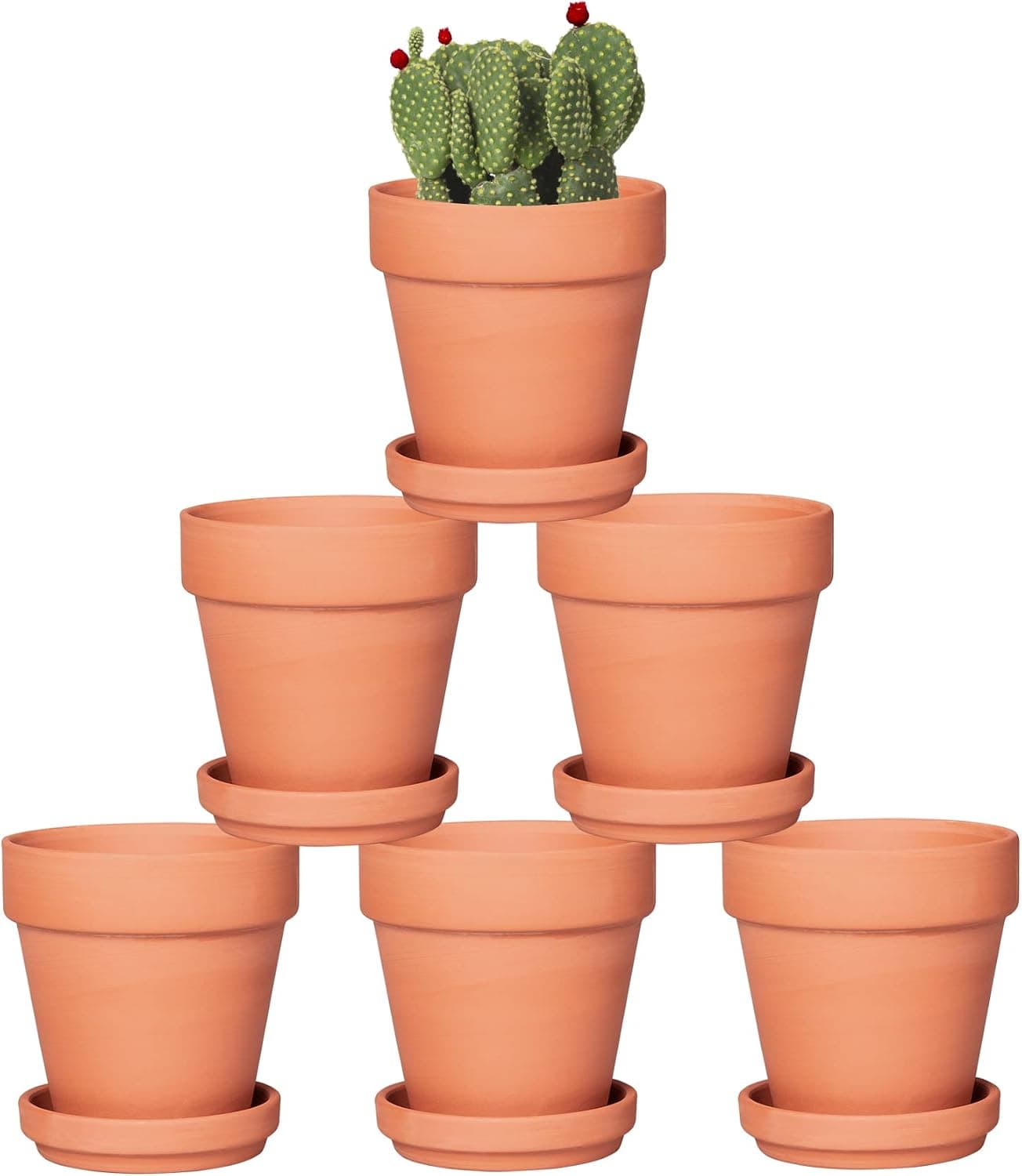 Orceler 4 Inch Terracotta Pots with Saucer 6 Pack