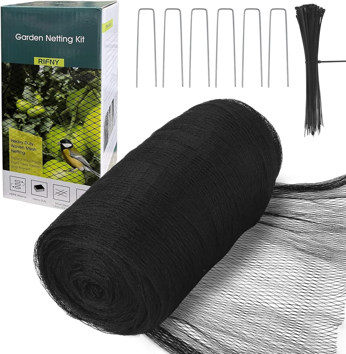 Bird Netting for Garden 13 x 40 FT Heavy Duty with Ties and Landscape Staples