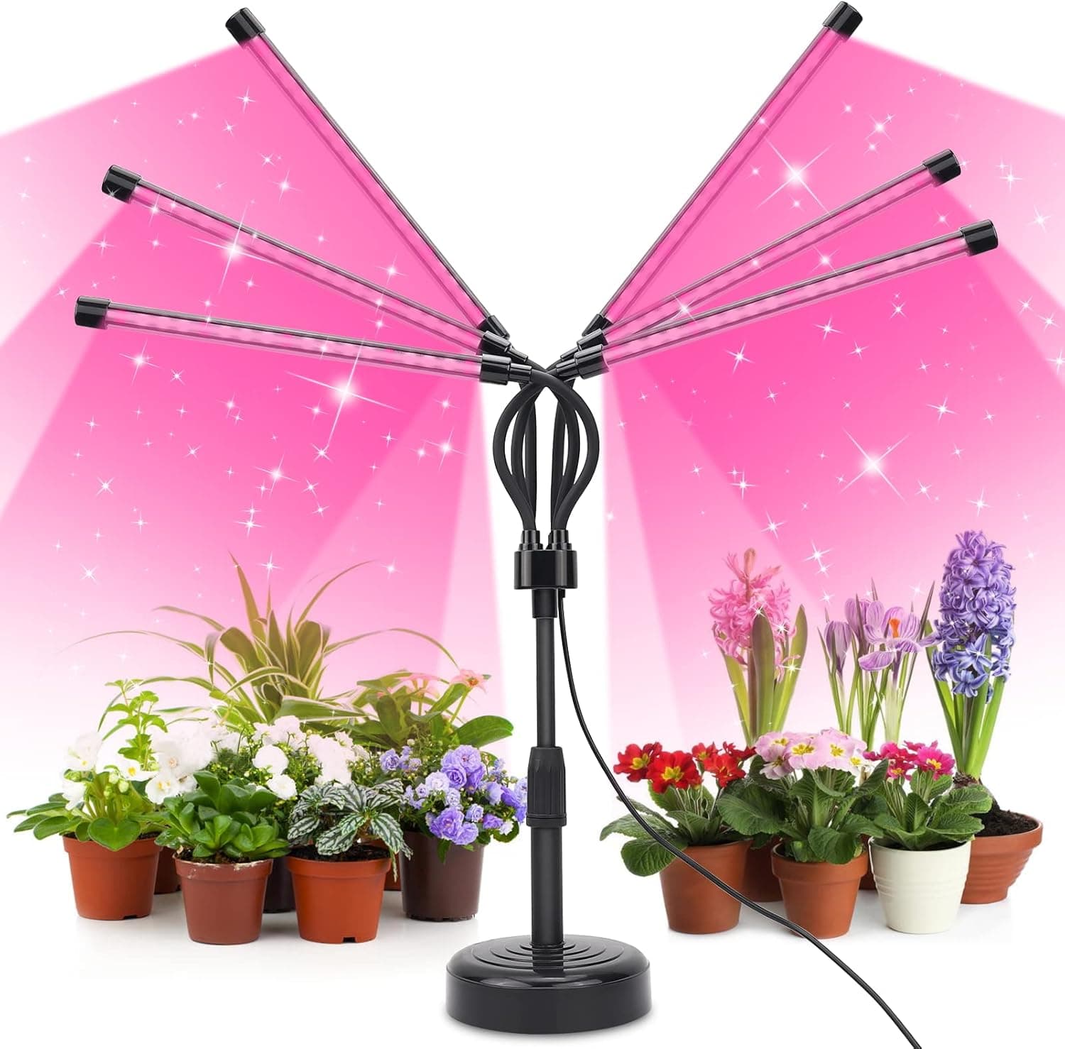 SYEIORAOM Six Head Grow Lights for Indoor Plants, Full Spectrum LED with Adjustable Gooseneck