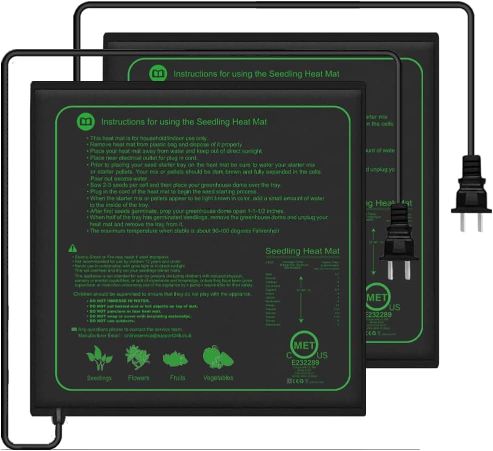 2 Pack Seedling Heat Mat for Seed Starting, 20" x 20.75" Waterproof Heating Pad for Indoor Plants Germination (L)