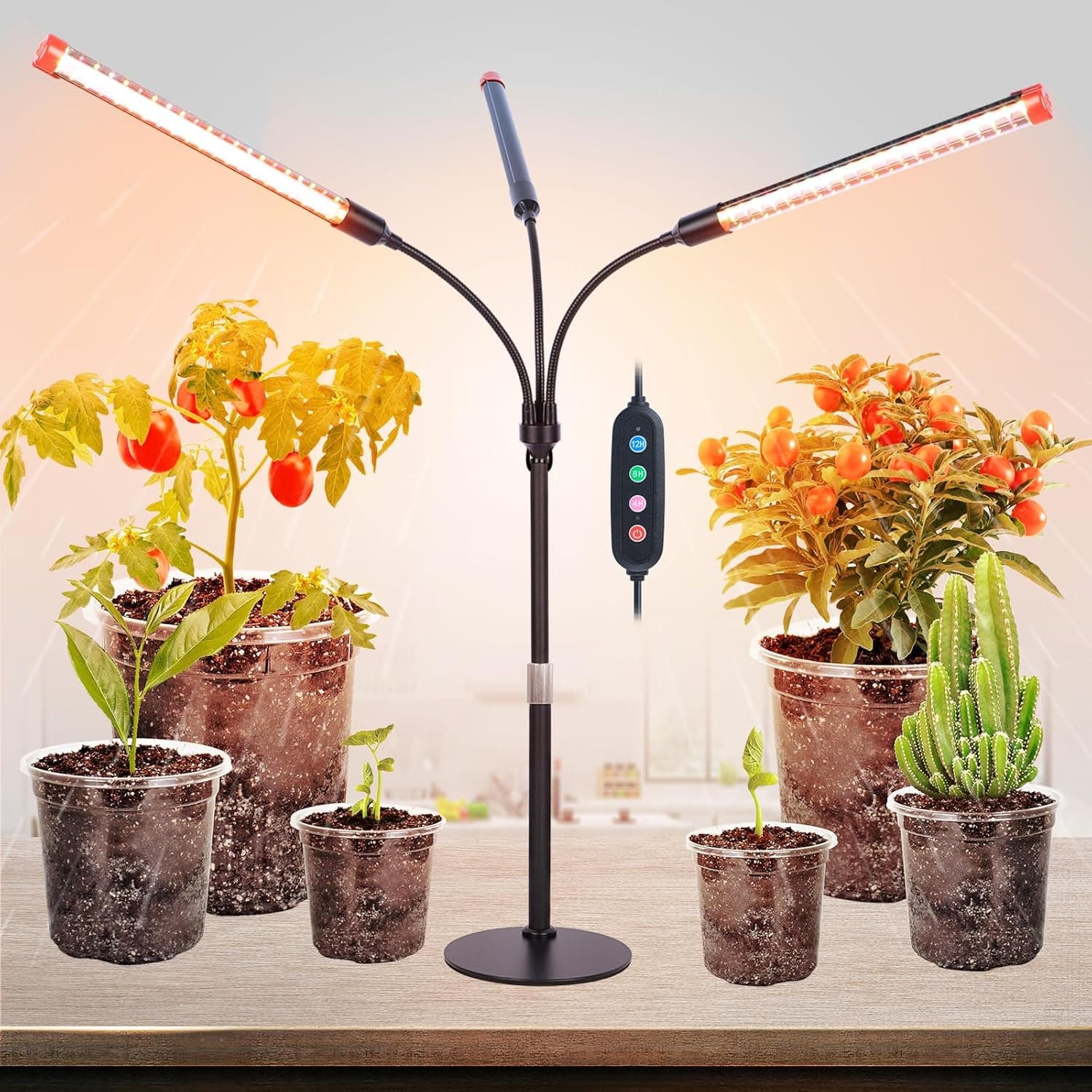 FRGROW 2Pack Clip Grow Lights for Seed Starting with Timer, Full Spectrum 27 Watt Plant Growing Lamps