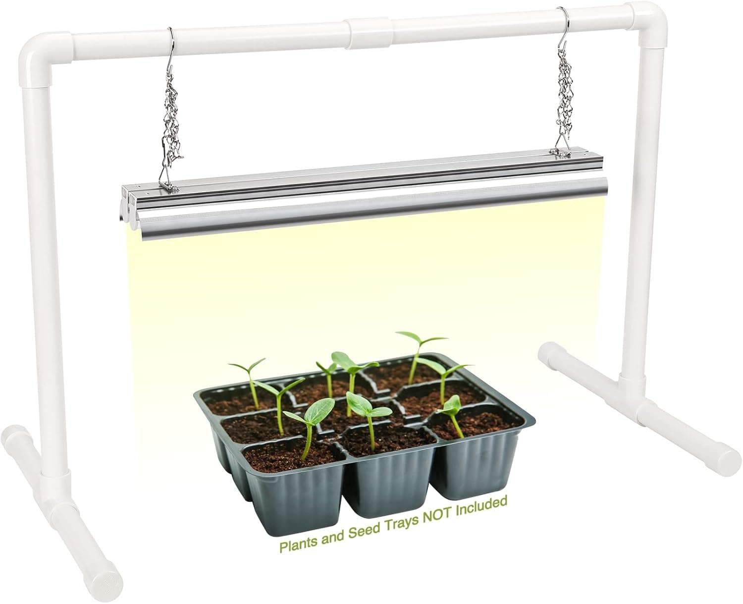 SOLIGT 2 ft Grow Light for Seed Starting with Stand, Double Tube Warm White Full Spectrum, 80 LED Chips