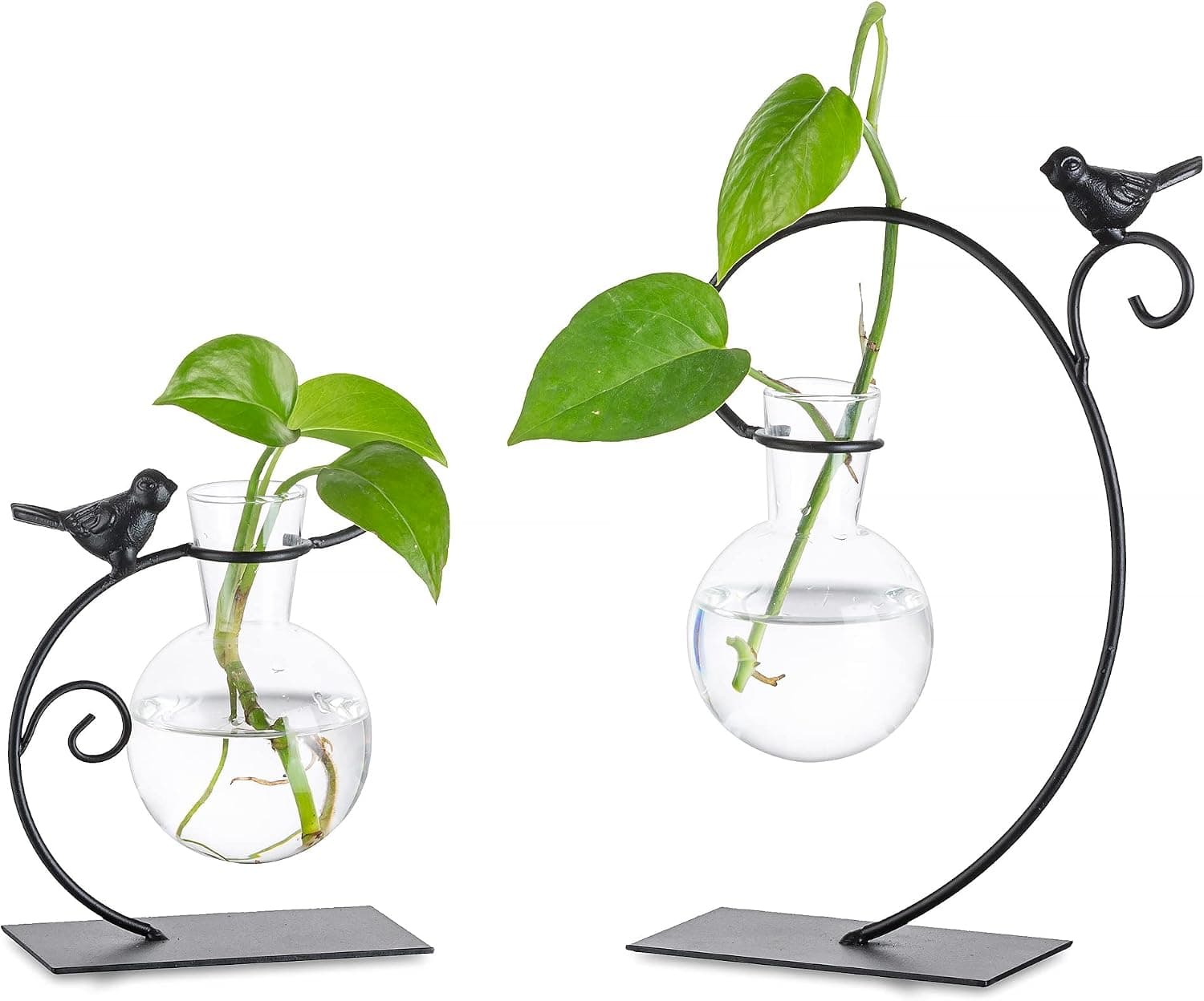 Glasseam Terrarium Plant Propagation Stations, 2Pcs Desktop Glass Planter Bulb Vase