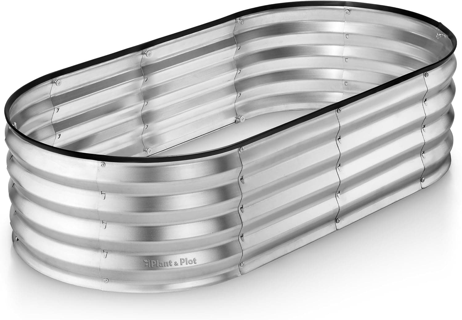 Plant & Plot Galvanized Raised Garden Bed, 4x2x1ft Metal Garden Box, Tool-Free Design