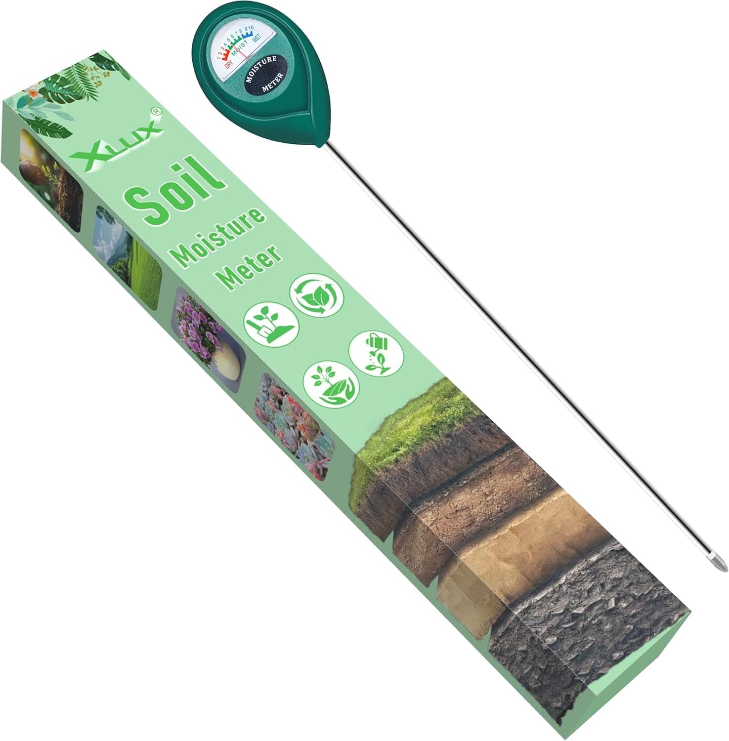 XLUX Long Probe Plant Soil Moisture Meter, Battery-Free