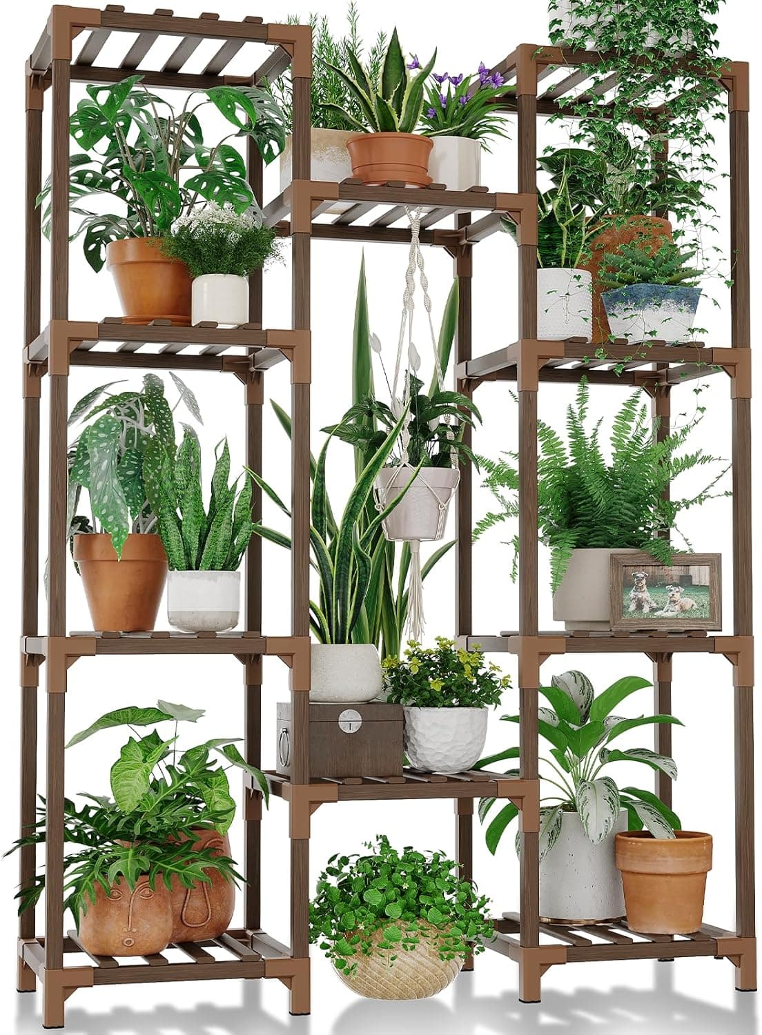 Bamworld Plant Stand Indoor Outdoor Tall Wood Flower Stand Large Flower Holder