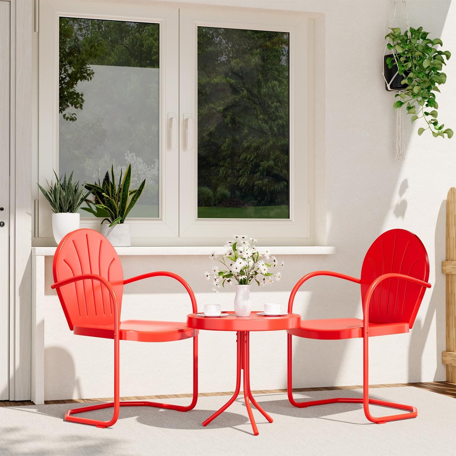 RICNOD 3 Piece Bistro Set, Anti-Rust Table and Chairs Set of 2, Waterproof Retro Metal