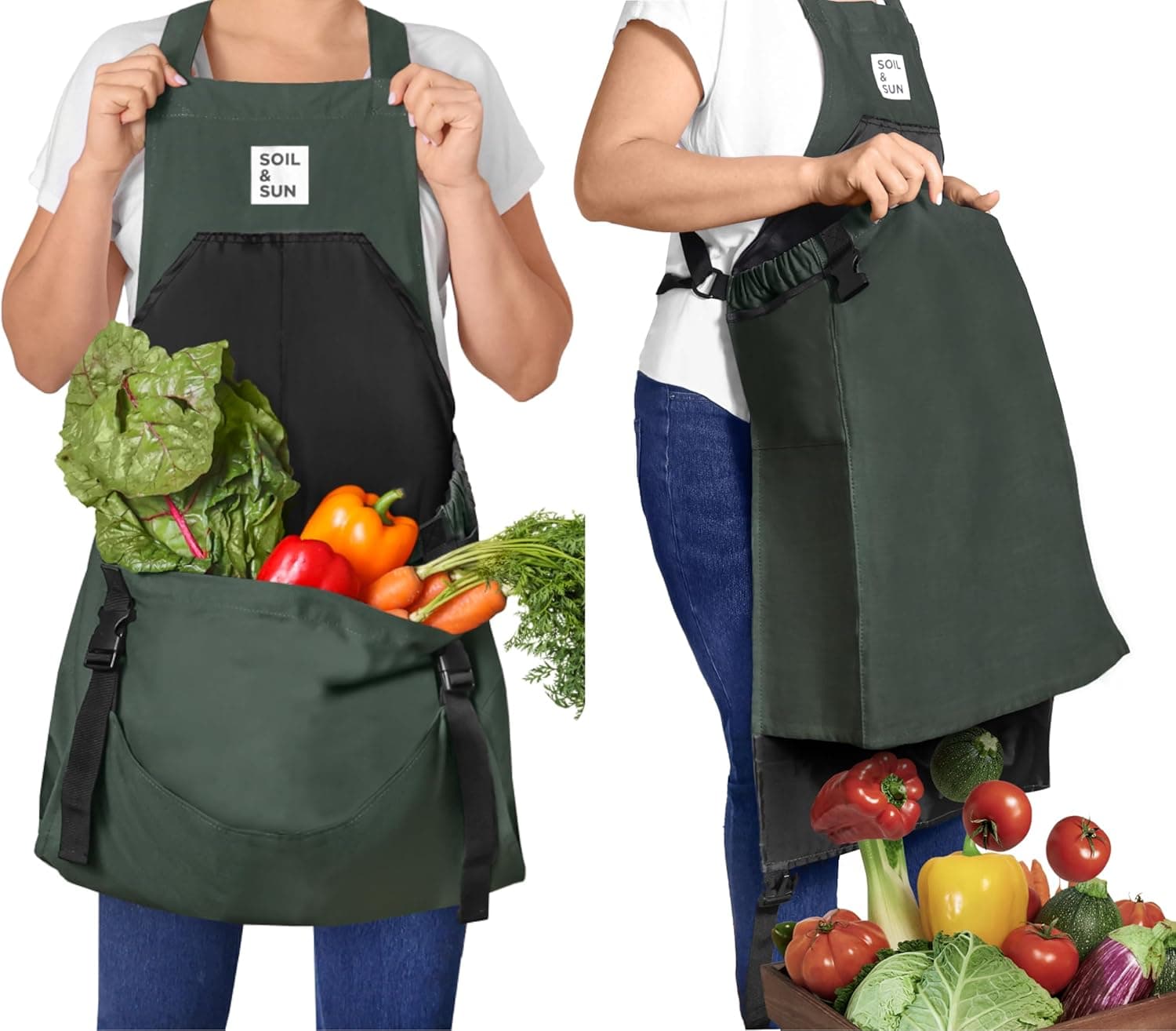 Soil & Sun Gardening Apron with Pockets and Harvesting Pouch, Durable Canvas for Men and Women