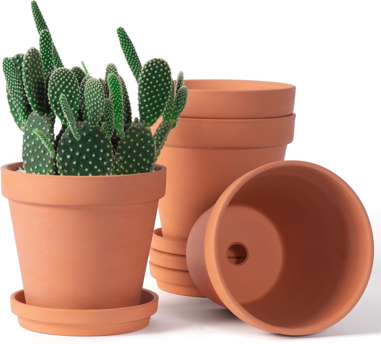 Orceler 6 inch Terracotta & Clay Pots with Saucer 4 Pack