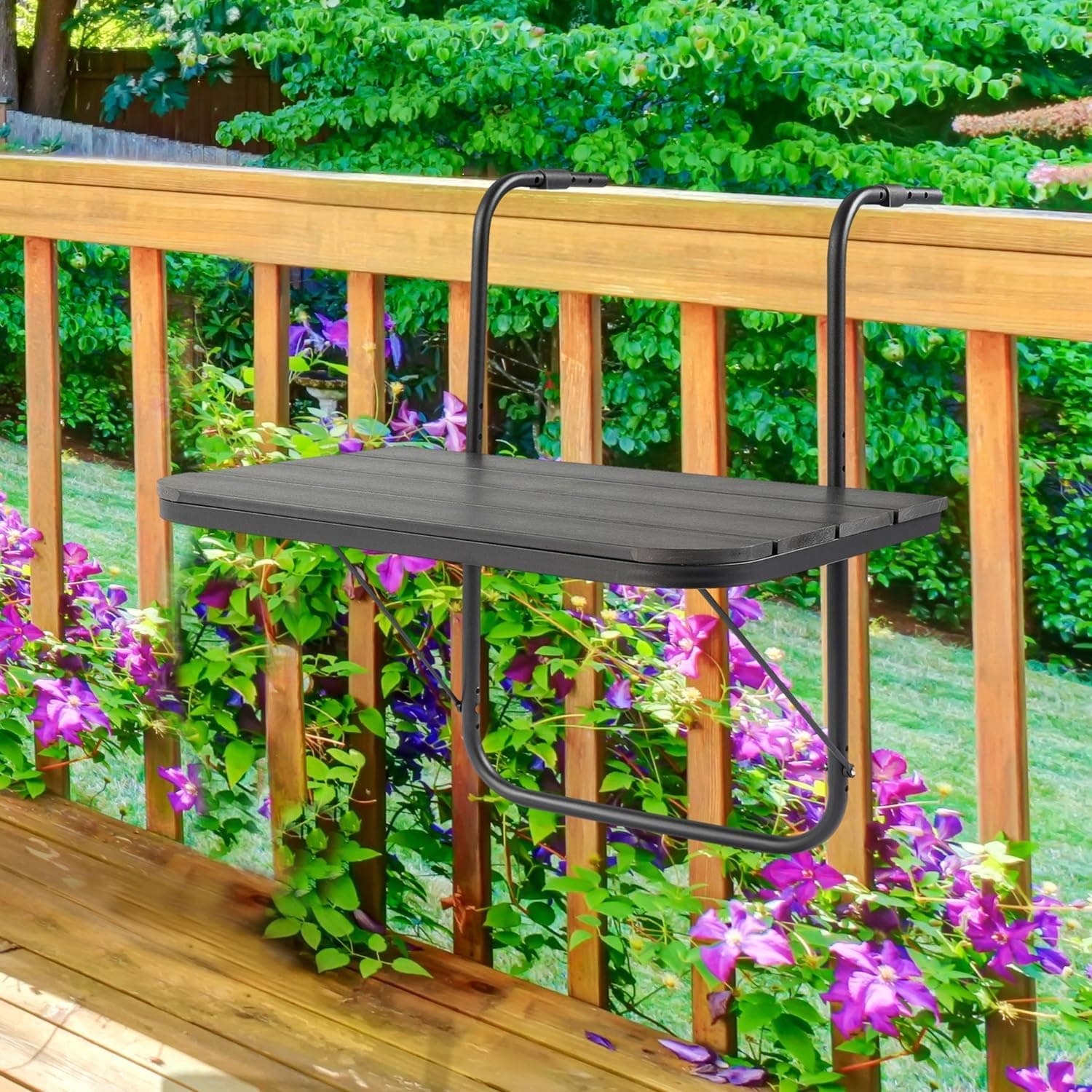 LeewooJardin Balcony Railing Bar Table, Folding Aluminium 23.6x15.7