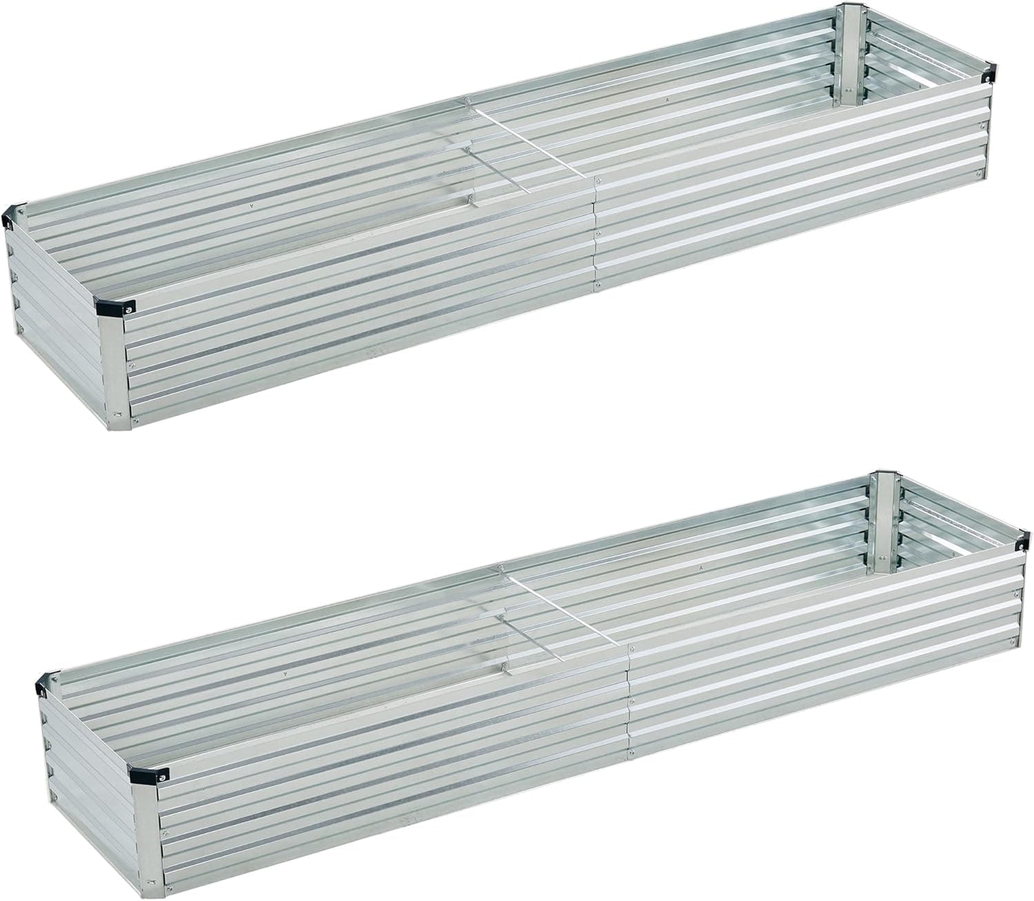 Foxlang 8x2x1ft (2 Pack) Galvanized Raised Garden Bed, Outdoor Metal Planter Box