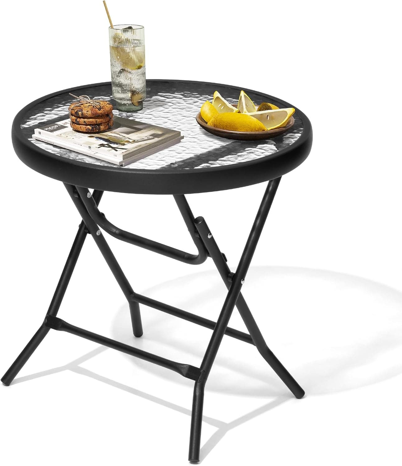 JOINHOM Outdoor Side Table, Small Patio End Table All Weather, Patio Furniture for Pool, Balcony, Deck, Porch, Black