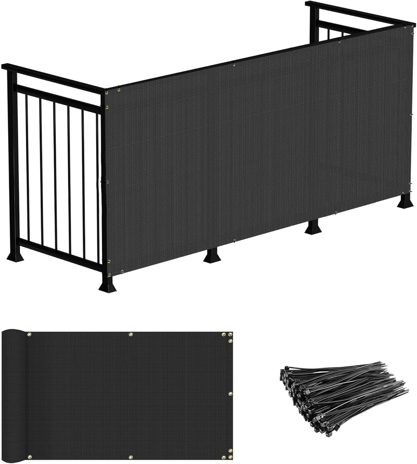 Windscreen4less Balcony Privacy Fence Screen 2.5' x 65' Mesh Windscreen Cover for Apartment Deck Patio Railing