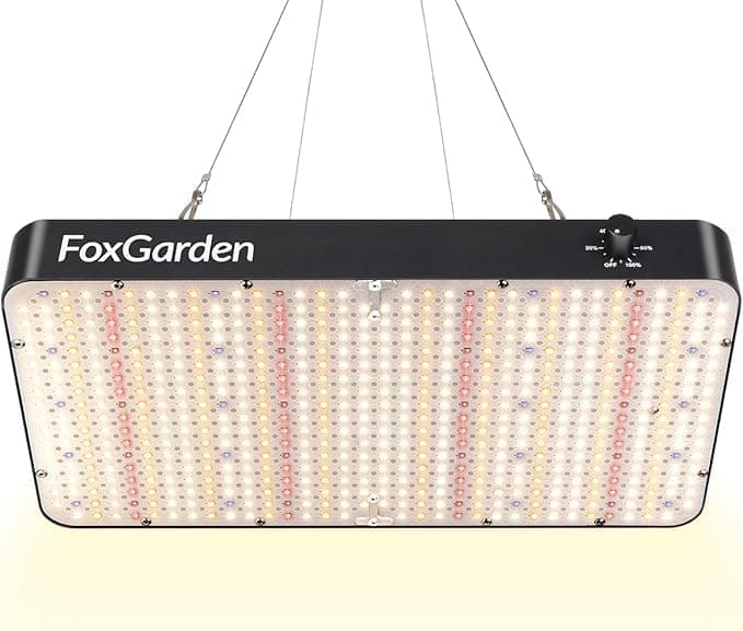 FOXGARDEN 6000 Lumen LED Grow Light, Full Spectrum Hanging Plant Light with 5 Dimmable Settings, Dual Fans